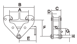 DONSA StageMaster Stage Beam Clamp dimensional views