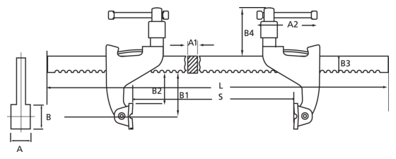 CARVER Bar Clamp manufacturer dimensional key